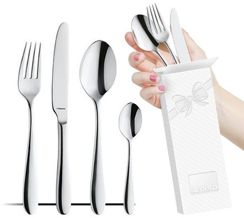 Sztućce Amefa Oxford komplet 24 sztuki zestaw dla 6 osób eleganckie klasyczne bez wzoru ze stali 18/10