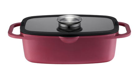 Ambition brytfanna Noel 6 l czerwona z pokrywą z aromatyzerem na gaz indukcję do piekarnika 32 cm