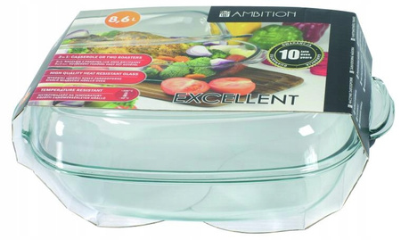 Ambition duże naczynie żaroodporne Excellent prostokątne do zapiekania mięsa zapiekanek do piekarnika wysokie 8,6 l