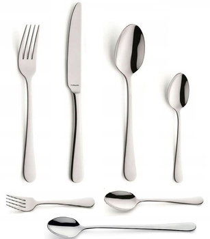 AMEFA sztućce Austin zestaw 168 obiadowe nierdzewne komplet na 24 OSOBY z widelczykami do ciasta łyżeczkami do kawy latte bez niklu