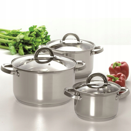 Ambition garnek Berry mały tradycyjny stalowy na indukcję gaz indukcyjny ze stali nierdzewnej z pokrywką szklaną 14 cm 1,1 l 