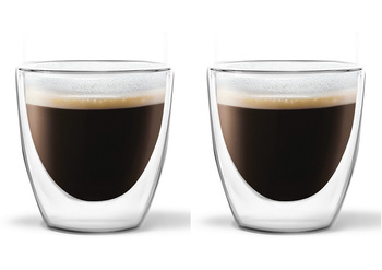 VIALLI DESIGN AMO 2 małe szklanki termiczne z podwójnymi ściankami zestaw do espresso Amo 80 ml