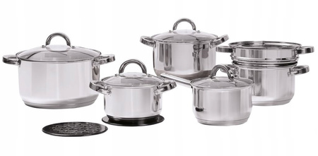 Ambition garnki Berry 13  stalowe nierdzewne tradycyjne na indukcję gaz zestaw garnków ze stali nierdzewnej z garnkiem na parę