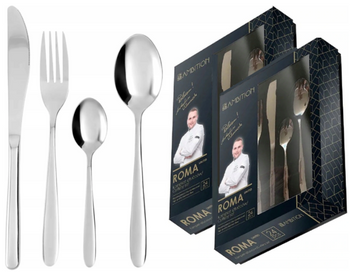 AMBITION ROMA 48  sztućce ze stali nierdzewnej zestaw bez wzoru obiadowe komplet na 12 osób