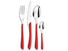Sztućce Amefa Eclat 24 elementy zestaw dla 6 osób nowoczesne czerwone obiadowe śniadaniowe bez niklu red