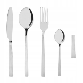 Sztućce Ambition Verde zestaw 24 obiadowe nierdzewne komplet dla 6 osób z wzorem ryflowane w prążki prążkowane do zmywarki