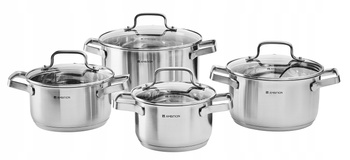 Ambition 8 garnki Zen stalowe nierdzewne tradycyjne na indukcję gaz komplet garnków ze stali nierdzewnej