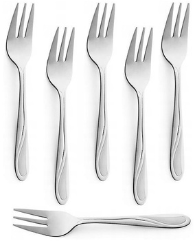 Amefa sztućce Whisper zestaw 6 widelczyki do ciasta tortu deserów komplet dla 6 OSÓB z wzorem fali klasyczne nierdzewne bez niklu 18/0