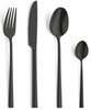 Sztućce Amefa Metropole czarne black zestaw 48 elementów nierdzewne komplet dla 12 osób nowoczesne eleganckie gładkie bez wzoru