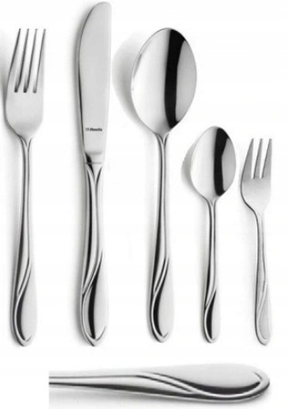 AMEFA sztućce Whisper zestaw 250 komplet dla 50 OSÓB z widelczykami nierdzewne tanie z wzorem gastronomiczne do restauracji baru stal 18/0