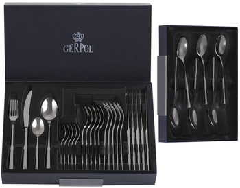 Sztućce GERPOL APOLLO 30 sztućce nierdzewne zestaw 24 obiadowe i 6 łyżeczki do kawy dla 6 osób stal 18/10