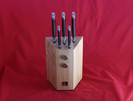 Amefa Richardson Sheffield noże kuchenne w bloku drewnianym zestaw 5 sztuk R-VISION ze stali nierdzewnej kute 