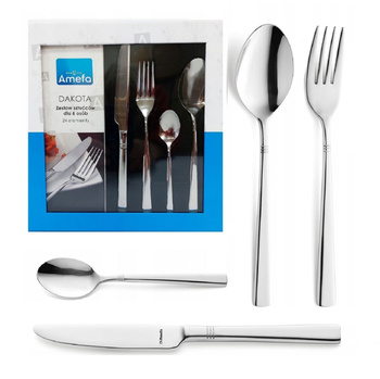 Sztućce Amefa Dakota 24 nowoczesne sztućce modern zestaw nierdzewne dla 6 osób bez niklu do zmywarki