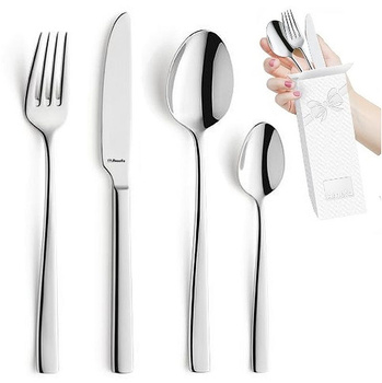 Sztućce Amefa Martin zestaw 24 sztuki komplet dla 6 osób proste nowoczesne sztućce do obiadu bez wzoru stal 18/10