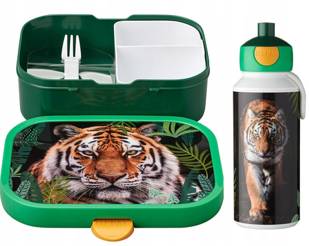 Mepal Campus TYGRYS zestaw dla dzieci lunchbox śniadaniówka pojemnik na kanapki bidon z ustnikiem na wodę sok  Wild Tiger bez BPA