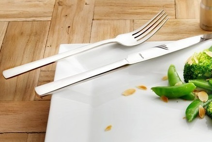 AMEFA BLISS 300 sztućce nierdzewne zestaw dla 60 OSÓB z widelczykami nowoczesne bez wzoru gastronomiczne do restauracji baru komplet ze stali 18/0