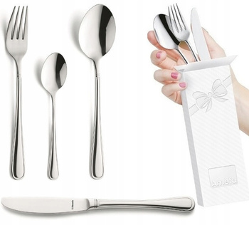 Sztućce Amefa Barcelona komplet 4 sztuki zestaw dla 1 OSOBY klasyczne eleganckie z wzorem nierdzewne bez  niklu 18/10