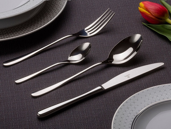 GERPOL VENUS zestaw sztuće 48 sztuk komplet dla 12 OSÓB nowoczesne bez wzoru połysk nierdzewne 18/10