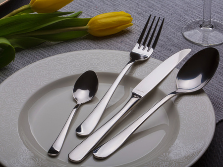 AMEFA AUSTIN 240 sztućce nierdzewne zestaw na 60 OSÓB eleganckie bez wzoru gastronomiczne komplet do restauracji HORECA