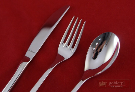 Amefa sztućce Aurora zestaw 77 sztuk sztućce dla 12 osób komplet w kasecie skrzyni drewnianej obiadowe nowoczesne na prezent