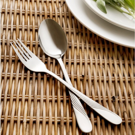 Sztućce Amefa Felicia zestaw 24 sztuki komplet dla 6 osób do obiadu kolacji śniadania z wzorem fali pudełko prezentowe