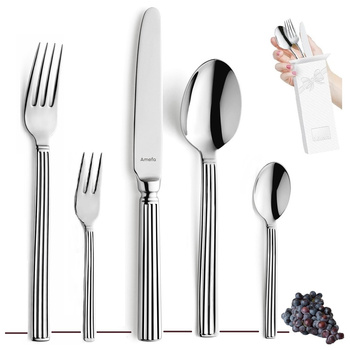 Amefa sztućce Regency zestaw 30 elementów dla 6 osob retro 24 obiadowe 6 widelczyki do ciasta stal 18/10