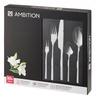 Ambition sztućce Prima zestaw 30 elementów grube nowoczesne komplet dla 6 osób z widelczykami do ciasta proste gładkie bez wzoru