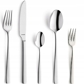 AMEFA MARTIN 300 sztućce nierdzewne zestaw dla 60 OSÓB z widelczykami gastronomiczne do restauracji baru komplet bez wzoru nowoczesne ze stali 18/10