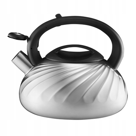 Ambition czajnik Arlo srebrny satynowany z wzorem tradycyjny stalowy nierdzewny z gwizdkiem zintegrowanym z rączką 2,3 l 