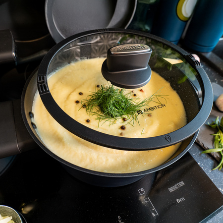 Ambition garnek Azzurro 24 cm z powłoką nieprzywierającą na indukcję gaz z pokrywką 4 l