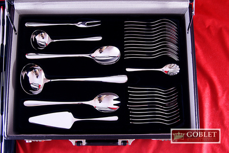 Sztućce Gerpol Venus zestaw 68 sztućców w walizce dla 12 OSÓB komplet 48 obiadowe 12 widelczyki do ciasta dodatki 18/10