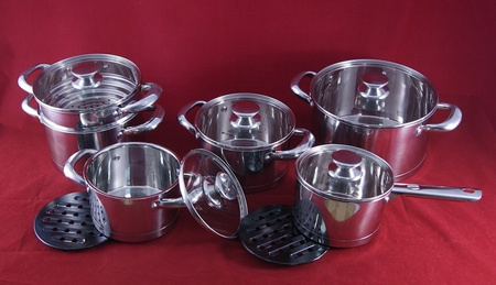 Ambition 13 garnki Urban stalowe nierdzewne tradycyjne na indukcję gaz komplet garnków ze stali nierdzewnej z wkładem na parę