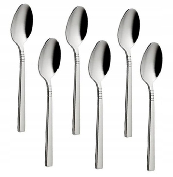 Sztućce GERPOL APOLLO zestaw 6 łyżeczki do HERBATY ciasta deserów komplet nierdzewne nowoczesne z wzorem stal 18/10