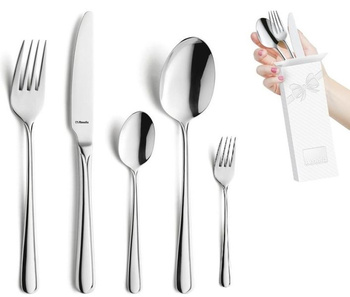 Sztućce Amefa Astoria zestaw 30 obiadowe ze stali nierdzewnej komplet dla 6 OSÓB z widelczykami do ciasta z wzorem bez niklu 18/0