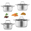 Ambition 8 garnki Hugo stalowe nierdzewne tradycyjne na indukcję gaz komplet garnków ze stali nierdzewnej