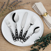 Amefa sztućce Country vintage 1 nóż obiadowy stołowy czarny black z nitami stal  18/0 w wiejskim stylu