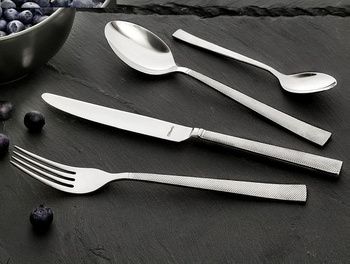 Sztućce Amefa Jewel komplet 4 sztuki zestaw na 1 OSOBĘ nierdzewne nowoczesne z wzorem kratka stal 18/10