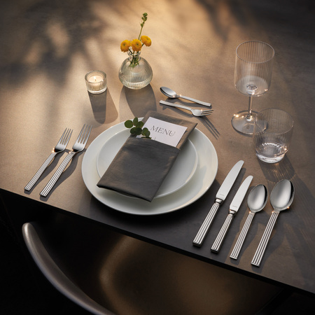 Amefa sztućce Regency 24 sztuki zestaw dla 6 osób nierdzewne grube obiadowe retro z wzorem ryflowane 18/10