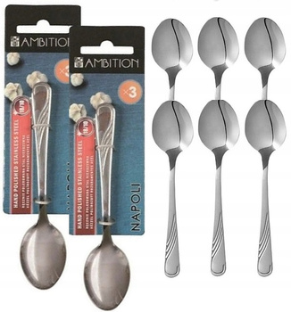 Ambition sztućce Napoli fala zestaw 6 łyżeczki do herbaty ciasta deserów z wzorem komplet dla 6 osób