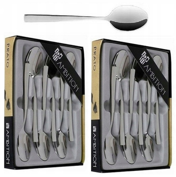 Ambition sztućce Prato zestaw 12 łyżeczki do herbaty ze stali nierdzewnej komplet dla 12 osób proste nowoczesne gładkie bez wzoru