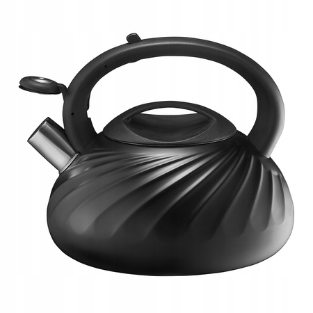 Ambition czajnik Arlo czarny z tłoczonym wzorem tradycyjny stalowy nierdzewny z gwizdkiem zintegrowanym z rączką 2,3 l 