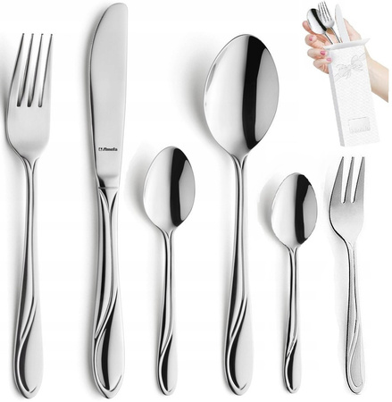 Amefa sztućce Whisper zestaw 144 tanie nierdzewne komplet dla 24 OSÓB gastronomii restauracji z widelczykami i łyżeczkami do kawy 