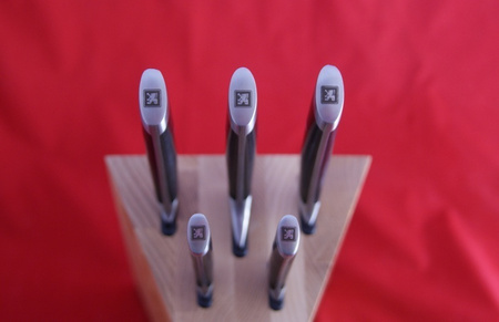 Amefa Richardson Sheffield noże kuchenne w bloku drewnianym zestaw 5 sztuk R-VISION ze stali nierdzewnej kute 