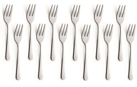 AMEFA sztućce Austin zestaw 120 widelczyki do ciasta tortu deserów komplet dla 120 OSÓB bez wzoru gastronomiczne do restauracji kawiarni stal 18/0 