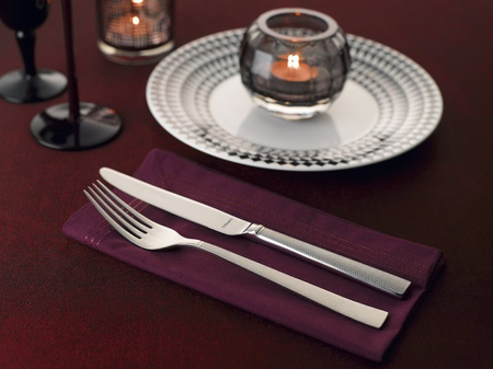 Amefa sztućce Jewel zestaw 48 elementó komplet dla 12 osób nowoczesne eleganckie z wzorem kratka stal 18/10