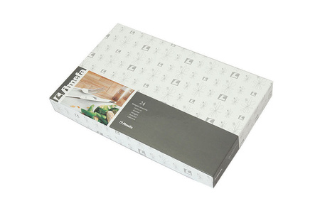 Amefa sztućce Jewel zestaw 24 elementy komplet dla 6 osób nowoczesne z wzorem kratka stal 18/10 w pudełku 