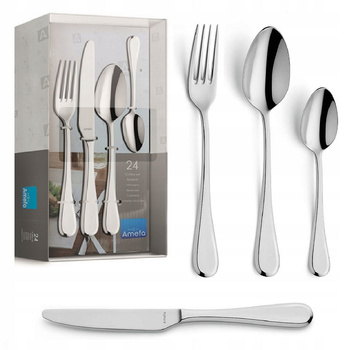 Sztućce Amefa Drift  24 zestaw dla 6 osób nierdzewne eleganckie obiadowe bez wzoru komplet ze stali 18/10 do zmywarki