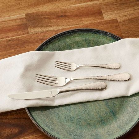 Amefa sztućce Sierra 60 elementów zestaw dla 12 osób z widelczykami do ciasta nierdzewne nowoczesne z tłoczonym wzorem do zmywarki