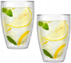 VIALLI DESIGN  2 szklanki ALESSIA termiczne do kawy herbaty soków napiojów latte 350 ml 2 długie łyżeczki