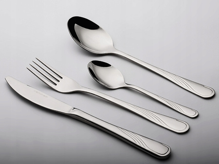 Ambition 3 x sztućce łyżki stołowe obiadowe Napoli nierdzewne z wzorem fali klasyczne komplet na blistrze